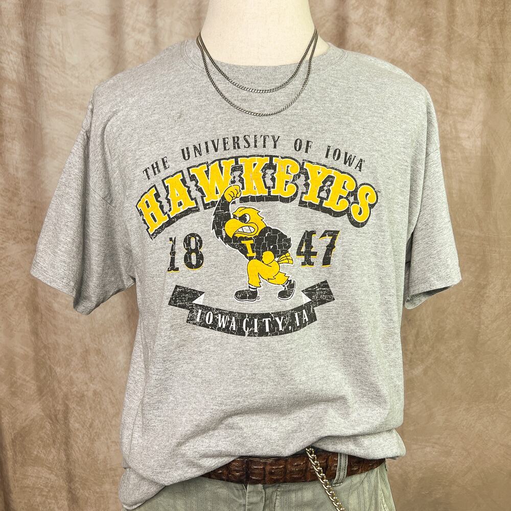 Iowa Hawkeyes T-Shirt 1847 Shirt Herky Graphic Tee Short Sleeve Gray College